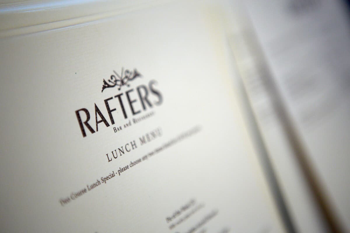 Rafters Restaurant Menu