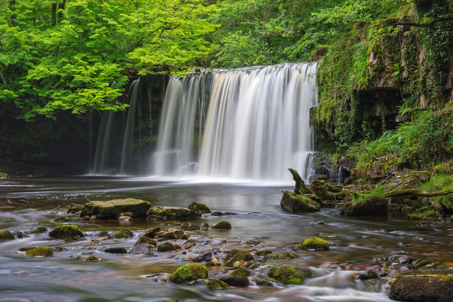 Scenic Four Waterfalls walking trail in Brecon Beacons South Wales
