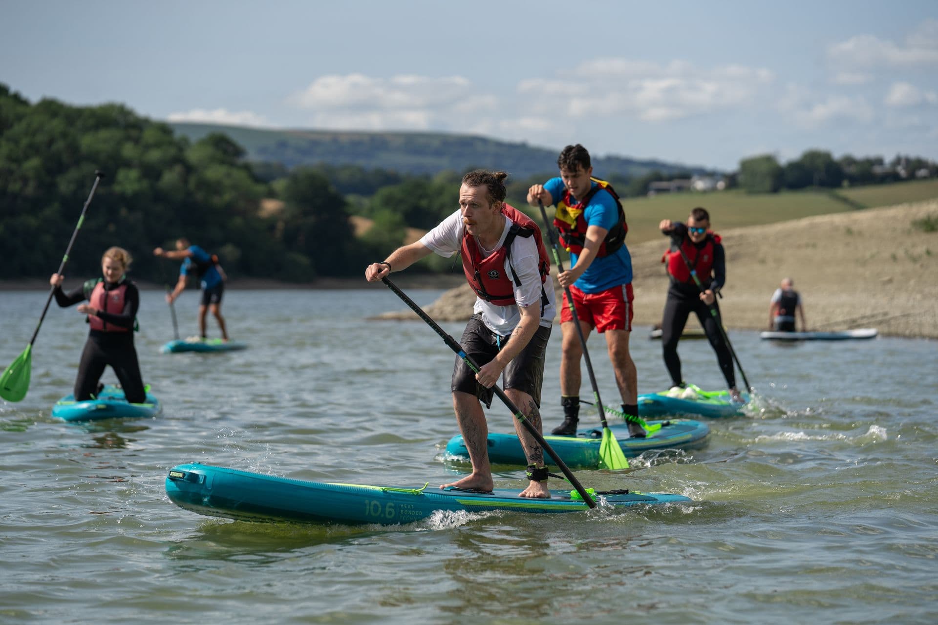 Paddle-boarding outdoor activities at Llandegfedd Reservoir
