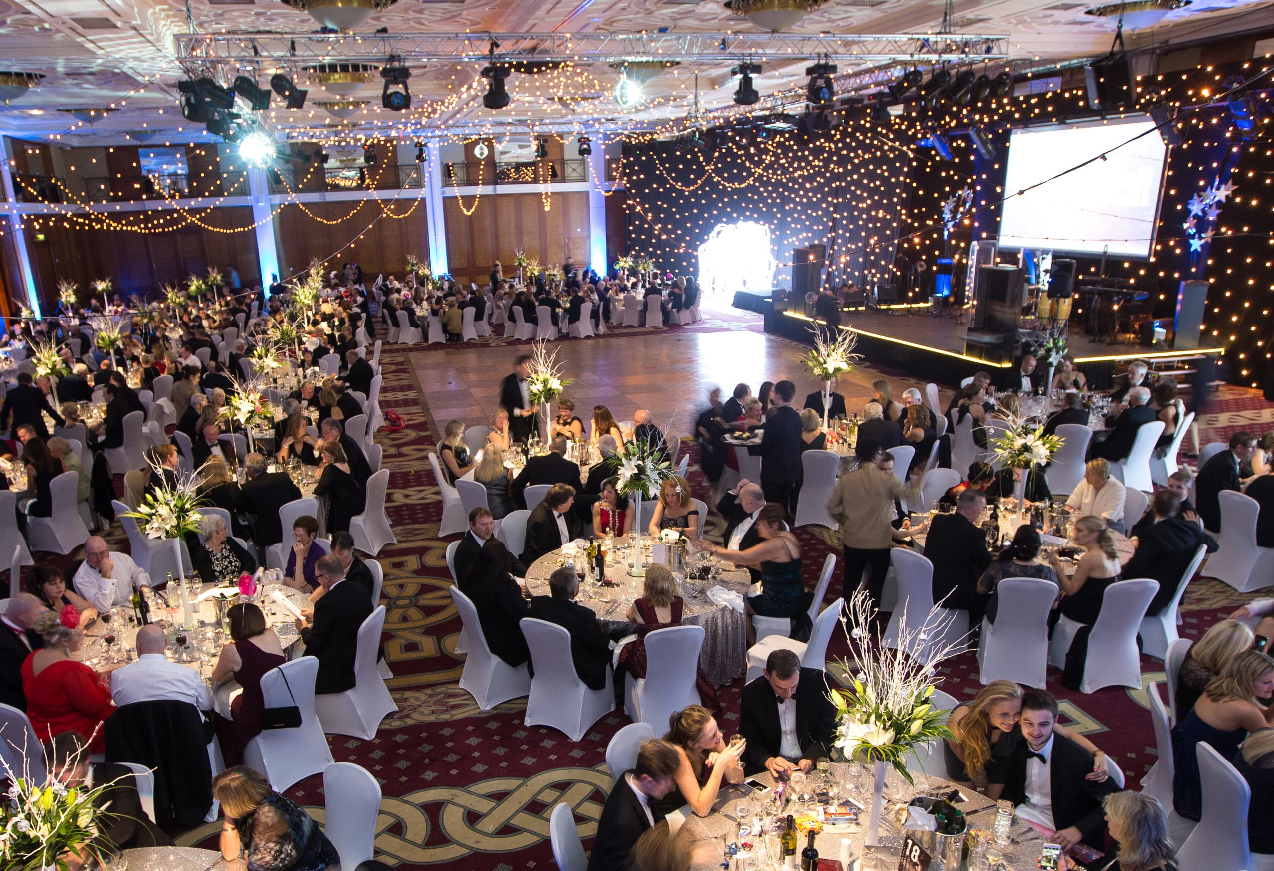 Gala Dinner Event Setup in the Caernarfon Suite
